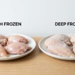 Fresh frozen vs deep frozen chicken comparison showing differences in appearance