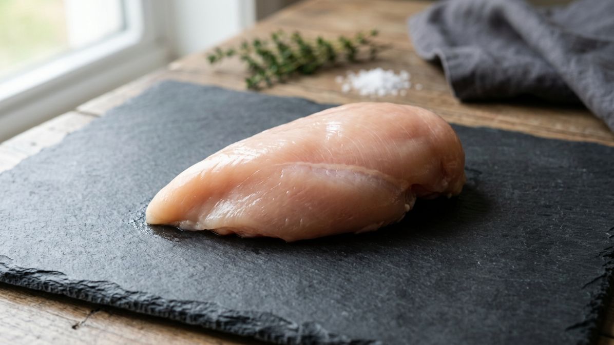 Raw IQF chicken breast before individual quick freezing