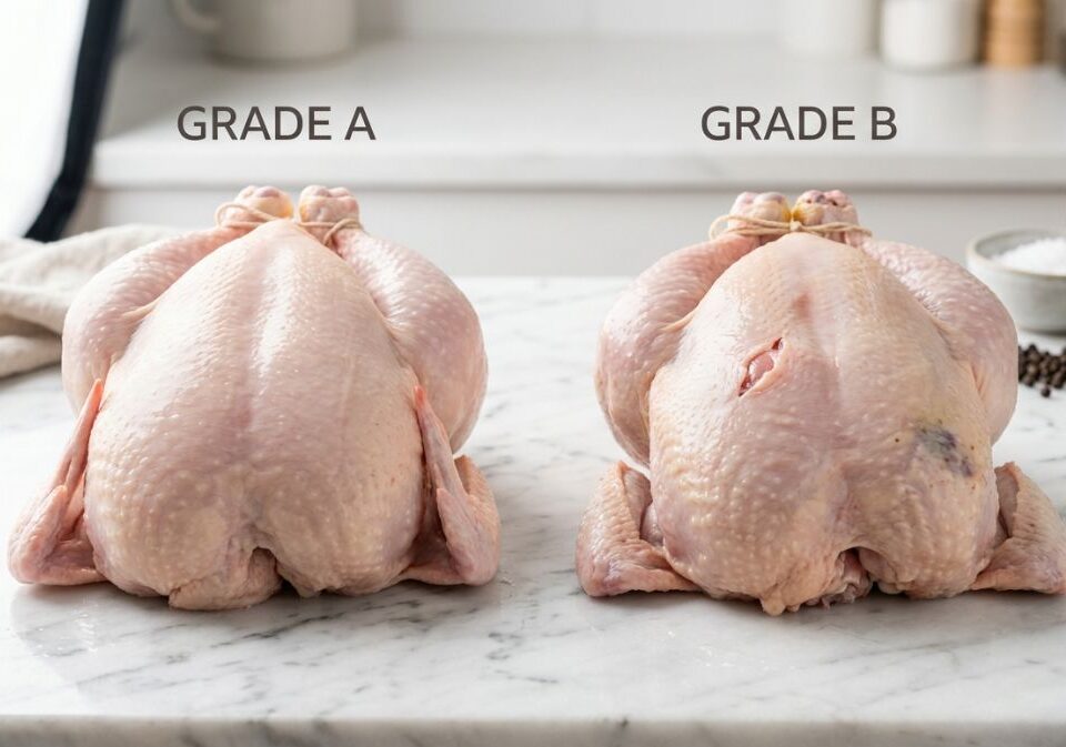 Grade A vs Grade B frozen whole chicken comparison for export quality