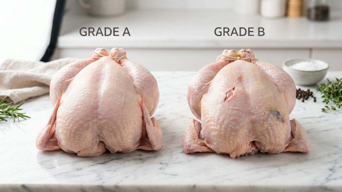 Grade A vs Grade B frozen whole chicken comparison for export quality